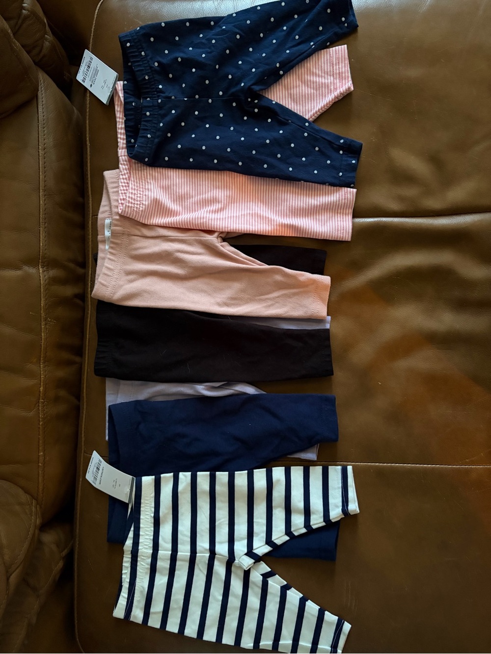 Kids Leggings Pack – Navy, Pink, Black, Cream Stripes (7 pair)